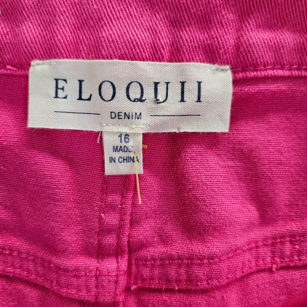 Eloquii Denim Hot Pink High Rise Cuffed Jean Shorts Womens Size 16 NEW - Picture 3 of 11